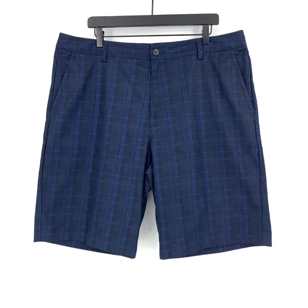 ADIDAS Climalite Casual Shorts Plaid Navy Blue 38